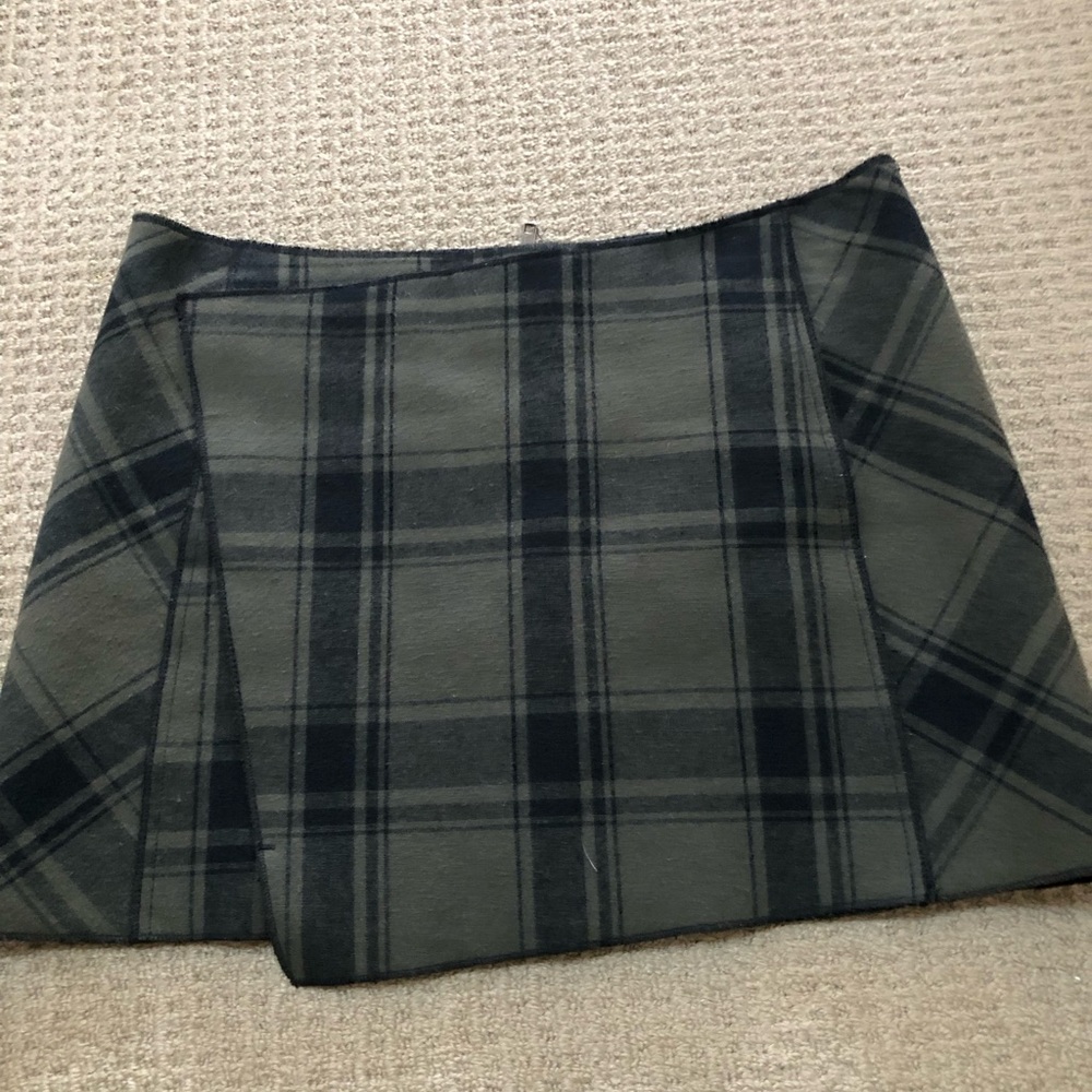 Free People Olive & Black Plaid Mini Skirt